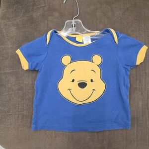 Disney Blue and Yellow Kids Tee with Smiling Winnie The Pooh